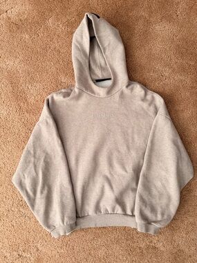 Fear of God ESSENTIALS Beige Hoodie with Black Labels